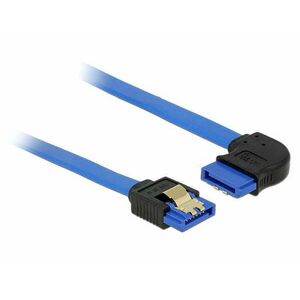 Delock SATA-kábel, 6 Gb/s, hüvely, egyenes &gt; SATA hüvely, jobbra nézo csatlakozódugóval, 30 cm, kék kép