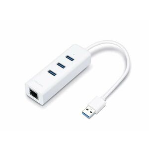 TP-LINK UE330 3 Portos USB 3.0 Hub-Ethernet Adapter, Fehér kép