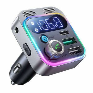 FM transmitter for Joyroom JR-CL16, USB + USB-C, 48W (black) kép