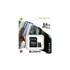 Memóriakártya, microSDXC, 64GB, CL10/UHS-I/U1/V10/A1, adapter, KINGSTON "Canvas Select Plus" kép