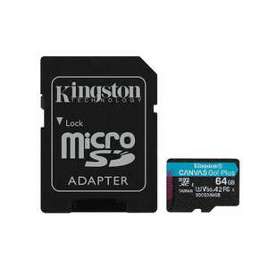 KINGSTON Canvas Go Plus MicroSDXC Memóriakártya, 64GB + Adapter (SDCG3/64GB) kép