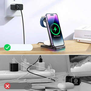 Joyroom JR-WQN01 3in1 Wireless Charger Station Asztali Töltőállomás - Fekete kép