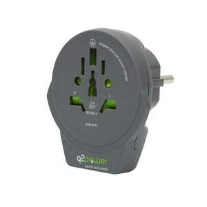 q2power 1.100110-TH utazóadapter, World to Europe USB, USB 5V 2.4A, max. 16 A, 250 V - 4000 W teljesítmény kép