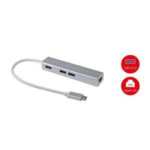 Equip Multifunkciós átalakító - 133481 (Bemenet: USB-C, Kimenet: 3x USB3.0/RJ45(Gigabit)) kép