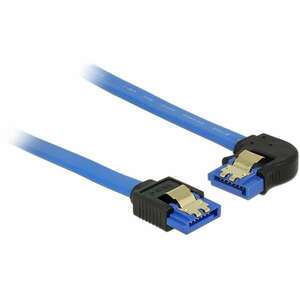 DeLock SATA 6 Gb/s receptacle straight > SATA receptacle left angled 50cm blue with gold clip cable 84985 kép