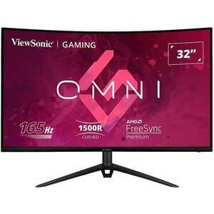 ViewSonic Monitor 31, 5" - VX3218-PC-mhdj (VA, 16: 9, 1920x1080, 165Hz, 1ms, 300cd/m2, 2xHDMI, DP, VESA, SPK, ívelt, m.ál) kép