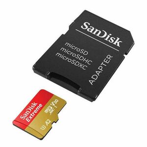 SanDisk Extreme microSDXC 512 GB Memóriakártya, akár 190 MB/s és 130 MB/s olvasási/írási sebesség A2 C10 V30 UHS-I U3 + SD adapter kép