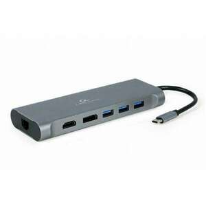 GEMBIRD USB Type-C 8-in-1 Multi-Port Adapter Space Grey kép