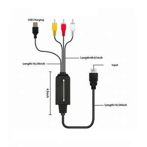 HDMI-&gt;3RCA átalakító adapter, 1, 6 méter, 1080P Full HD, HDMI ről 3RCA Video Audio AV-re kép