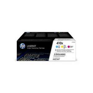 HP 410X 3 darabos nagy kapacitású LaserJet tonerkazetta ciánkék/bíbor/sárga (CF252XM) kép