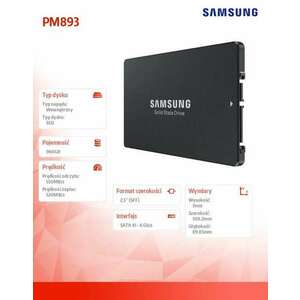 Samsung PM893 Enterprise, 960 GB, 2.5", SATA 6.0 Gbps, V-NAND TLC, Belső SSD kép