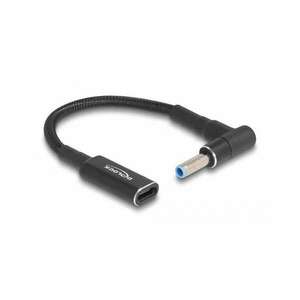 Delock USB-C -> DC 4, 5 x 3, 0mm F/M töltőkábel 0.15m fekete egyenes/90°, HP (60031) kép