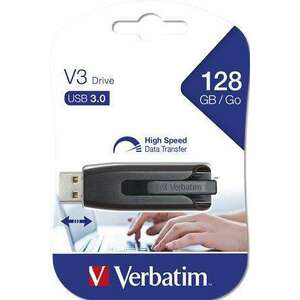 VERBATIM Pendrive, 128GB, USB 3.2, 80/25 MB/s, VERBATIM "V3", fekete-szürke kép