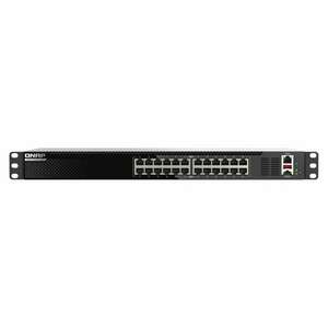 QNAP QSW-M3224-24T hálózati kapcsoló Vezérelt L3 10G Ethernet (100/1000/10000) 1U Fekete, Ezüst kép