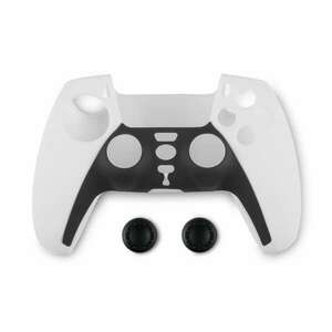 Spartan Gear DualSense (PS5) Controller szilikon markolatvédő burkolat és Thumb Grips - Fehér/Fekete (072238) kép