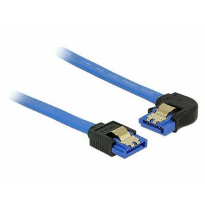 DeLock SATA 6 Gb/s receptacle straight > SATA receptacle left angled 50cm blue with gold clip cable kép