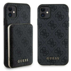 Guess 4G Metal Logo case set for iPhone 11 + 5000mAh MagSafe power bank - black kép