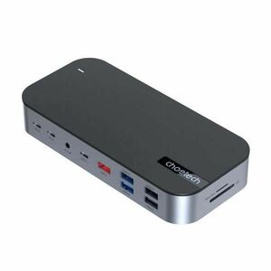 HUB Choetch M52 USB-C - USB-C PD/USB-C/USB-A/HDMI/VGA/DP/SD/TF/RJ45/AUX - gray kép