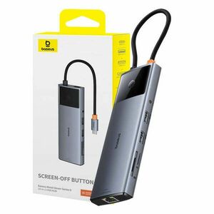 Hub 10in1 Baseus Metal Gleam II Series, USB-C - 1xHDMI, USB-A 10 Gbps, USB-C, 2xUSB-A, Ethernet RJ45, SD/TF kártya, mini jack 3, 5 mm, USB-C PD (B00061800813-00) kép