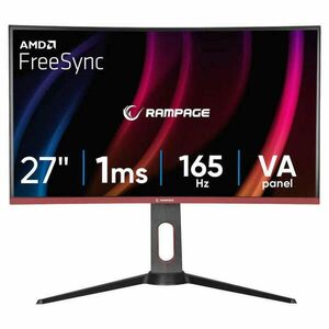 Rampage Monitor 27" - VOYAGER (VA, 165Hz, 1ms, 16: 9, 1920x1080, 250cd/m2, 2xHDMI, DisplayPort, fekete, FreeSync, ívelt) kép