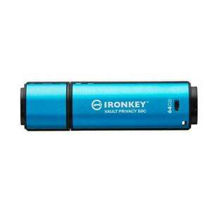 Kingston IKVP50C/64GB IronKey Vault Privacy 50 64 GB, USB C 3.2 Gen 1 Kék-Fekete pendrive kép