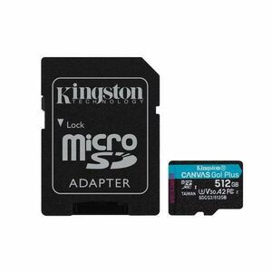 Kingston 512GB SD micro Canvas Go! Plus (SDXC Class 10 UHS-I U3) (SDCG3/512GB) memória kártya adapterrel kép