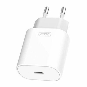 XO L91 Wall Charger, USB-C, 25W + USB-C to Lightning Cable (White) kép