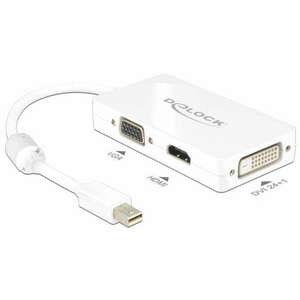 DeLock mini Displayport 1.1 male > VGA / HDMI / DVI-D (Dual Link) female Passive Adapter White 62630 kép