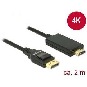 DeLock DisplayPort 1.2 male > High Speed HDMI-A male passive 4K 2m Cable Black 85317 kép