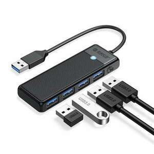 Orico USB3.0 Hub - PAPW4A-U3-015-BK (4 port, Bemenet: USB-A, Kimenet: 4xUSB-A3.0, fekete) kép