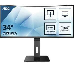 AOC CU34P2A ívelt VA Monitor, 34", 3440x1440, 21: 9, 300cd/m2, 1ms, 100Hz, 2xHDMI/DisplayPort/4xUSB, hangszóró kép