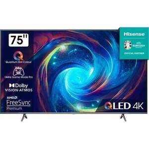 Hisense 75E7KQ Pro 4K UHD VIDAA Smart Gamer QLED Televízió, 189 cm, Dolby vision IQ kép