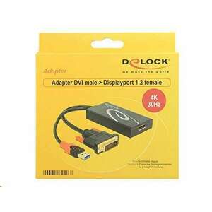 Delock 62596 DVI-dugós csatlakozó > Displayport adapter, fekete kép