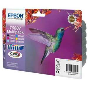 Epson T0807 Multipack Bk C M Y LC LM tintapatron eredeti C13T08074010 (T0801 + T0802 + T0803 + T0804 + T0805 + T806) Kolibri kép