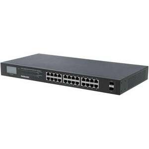 Intellinet 561242 hálózati kapcsoló Beállítást nem igénylő (unmanaged) Gigabit Ethernet (10/100/1000) Ethernet-áramellátás (PoE) támogatása 1U Fekete (561242) kép