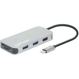 Manhattan 130615 dokkoló állomás és port replikátor Vezetékes USB 3.2 Gen 1 (3.1 Gen 1) Type-C Alumínium (130615) kép