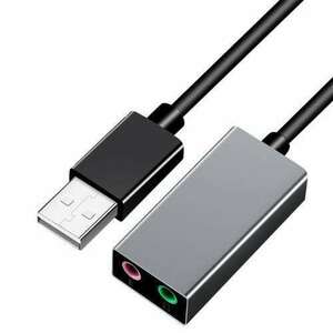 USB / 3, 5mm Jack audio adapter kábel - fejhallgatóhoz / mikrofonhoz - FEKETE kép