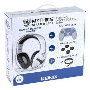 KONIX - MYTHICS, 3.5mm Jack, 110 dB, Gamer, PS5, Kiegészítők, Fehér mikrofonos fejhallgató szett kép