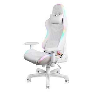 Deltaco gaming wch90 rgb gaming chair in imitation leather, 332 different rgb modes, neck cushion, back cushion, white GAM-080-W kép