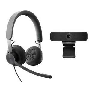 Logitech C925e Webkamera Black + UC-Kompatibilis Zone Wired Headset Black 991-000339 kép