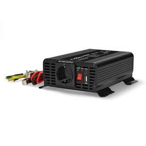 Inverter tiszta szinuszos | Bemeneti feszültség: 12 V DC | Eszköz táp kimeneti csatlaakozó(k): Type F (CEE 7/3) / USB-A / USB-C™ | 230 V AC 50 Hz | 300 W | Kimenő csúcs teljesítmény: 600 W | Csavaros Kapocs | Tiszta Szinusz Hullám... kép