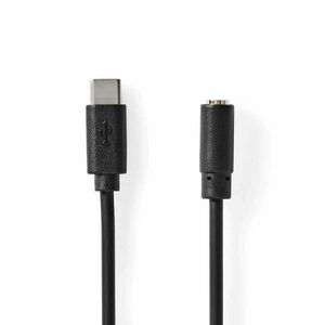 USB-C™ Adapter | USB 2.0 | USB-C™ Dugasz | 3.5 mm Aljzat | 1.00 m | Kerek | Nikkelezett | PVC | Fekete | Doboz kép