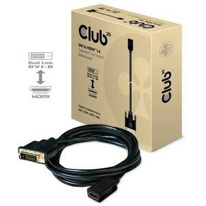 Club3D DVI-D (Dual Link) to HDMI 1.4 Cable M/F 2m Black CAC-1211 kép