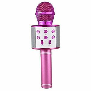 -858 , Mikrofon Bluetooth karaoke FM, 3W hangszóró, USB, SD slot, LED világítás , lila kép