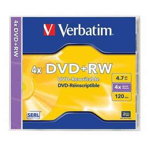 VERBATIM DVD+RW lemez, újraírható, 4, 7GB, 4x, 1 db, normál tok, VERBATIM kép