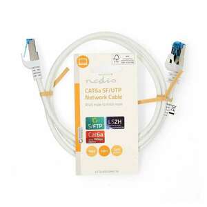 CAT6a hálózati kábel | S/FTP | RJ45 Dugasz | RJ45 Dugasz | 1.00 m | Snagless | Kerek | LSZH | Fehér | Label kép