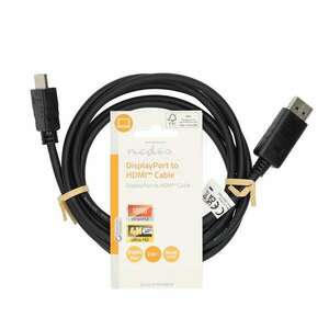 DisplayPort kábel | DisplayPort Dugasz | HDMI™ Csatlakozó | 4K@30Hz | Nikkelezett | 2.00 m | Kerek | PVC | Fekete | Label kép