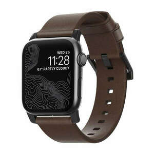 Nomad bőrszíj , Apple Watch 42/ 44/ 45/ 46 /49 mm - barna/fekete csat kép