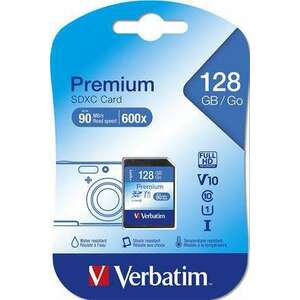 VERBATIM Memóriakártya, SDXC, 128GB, CL10/U1, 90/10 MB/s, VERBATIM "Premium" kép