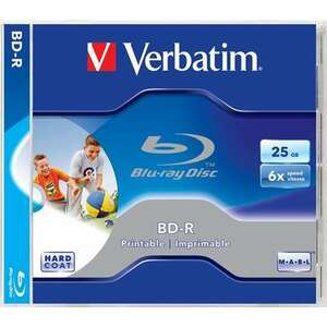 VERBATIM BD-R BluRay lemez, nyomtatható, 25GB, 6x, 1 db, normál tok, VERBATIM kép